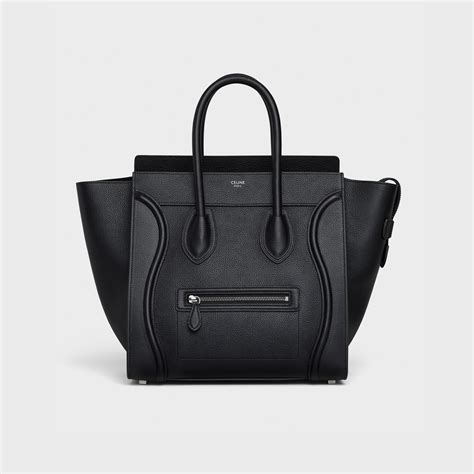 celine mini luggage black drummed leather|Celine Drummed Calfskin Mini Luggage Black .